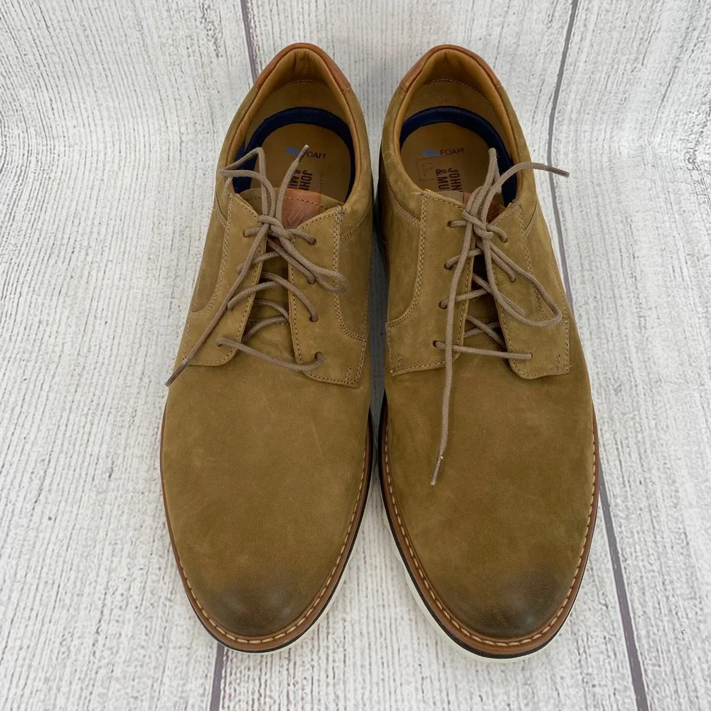 Johnston & Murphy Braydon Oxford Mens 13M Tan Nubuck Leather Dress Shoes Casual